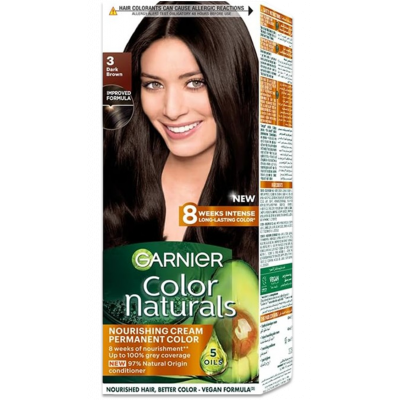 GARNIER COLOR NATURALS 3.0 DARK BROWN — NOURISHING CREAM PERMENANT HAIR COLOR 150 GM